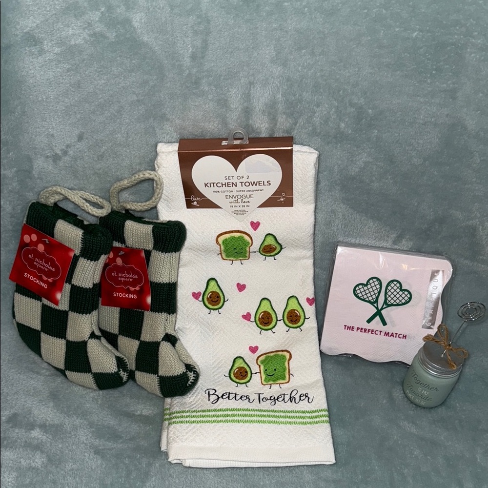 Kitchen Towel Set, Checkered Stockings, cocktail napkins, cute decoration